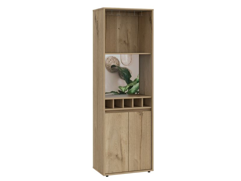 Dallas Bar Double Door Cabinet, Five Wine Cubbies, Two Shelves, Two Interior Shelves