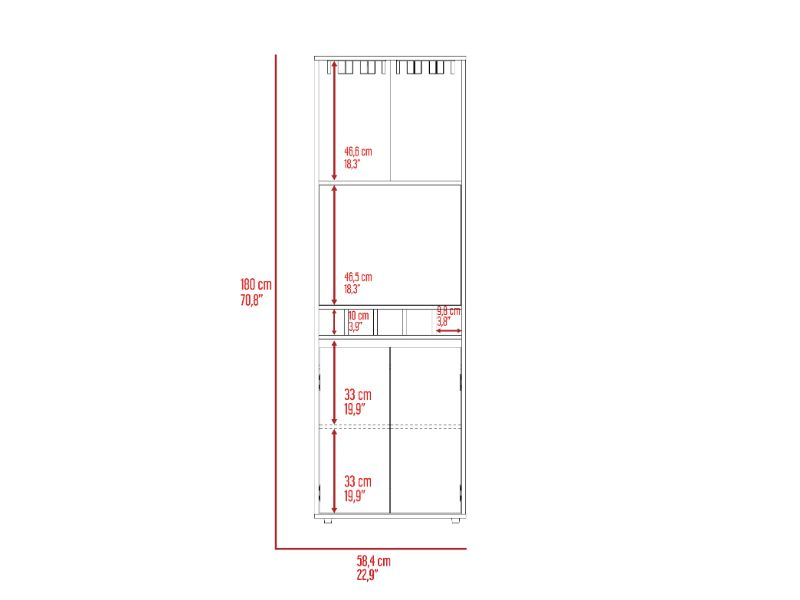 Dallas Bar Double Door Cabinet, Five Wine Cubbies, Two Shelves, Two Interior Shelves