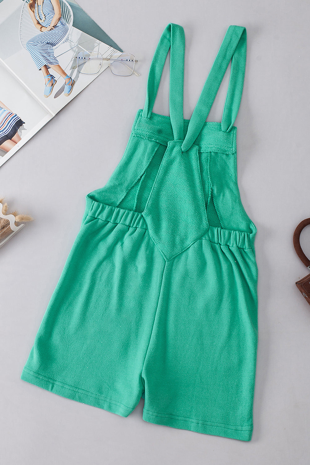 Mint Green Knotted Straps French Terry Romper