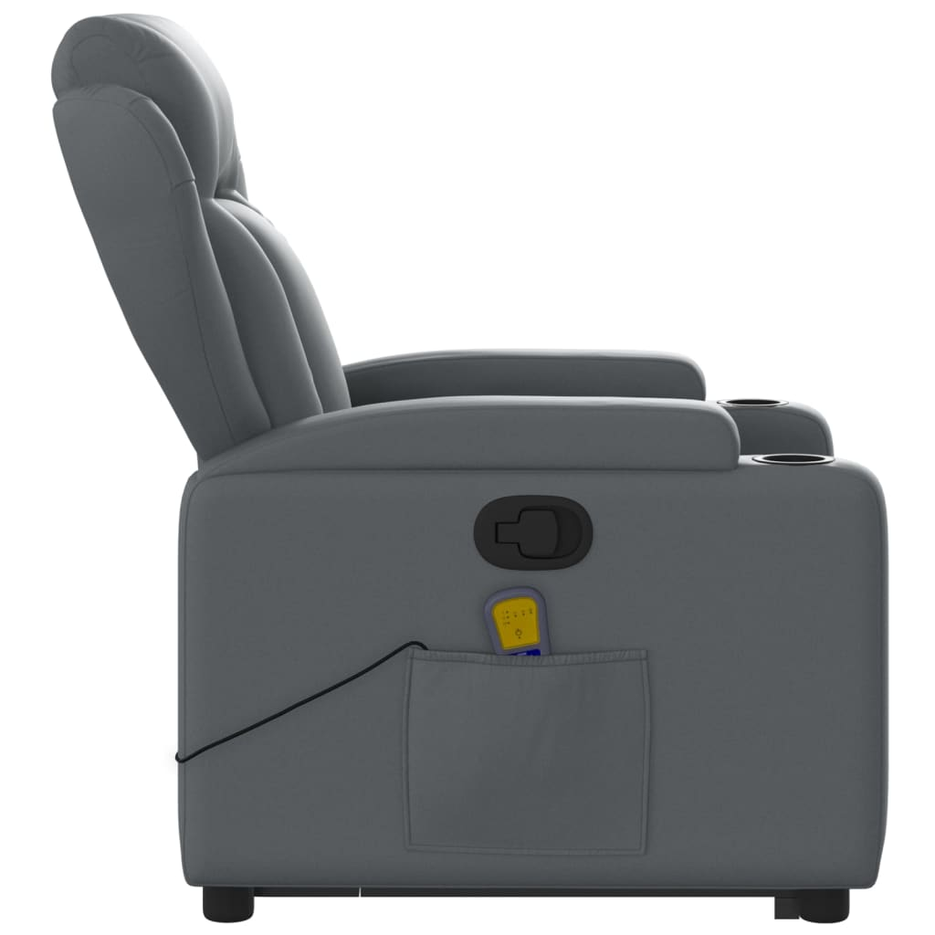 vidaXL Stand up Massage Recliner Chair Gray Faux Leather