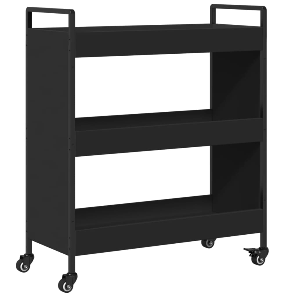 vidaXL Kitchen Trolley Black 27.6"x11.8"x32.3" Engineered Wood