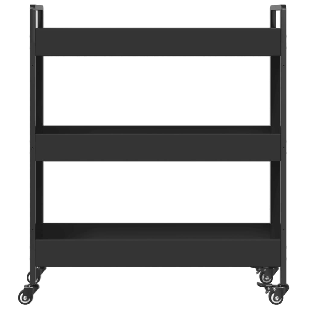 vidaXL Kitchen Trolley Black 27.6"x11.8"x32.3" Engineered Wood