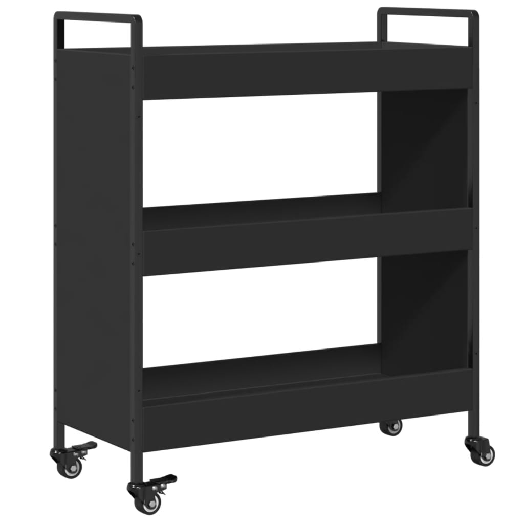 vidaXL Kitchen Trolley Black 27.6"x11.8"x32.3" Engineered Wood