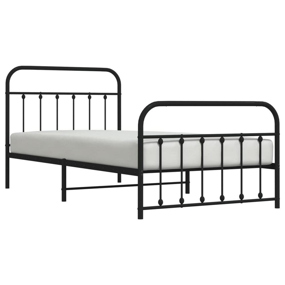 Metal Bed Frame with Headboard and Footboard Black 39.4"x78.7"