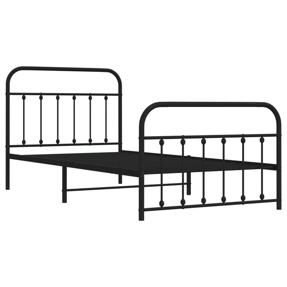 Metal Bed Frame with Headboard and Footboard Black 39.4"x78.7"