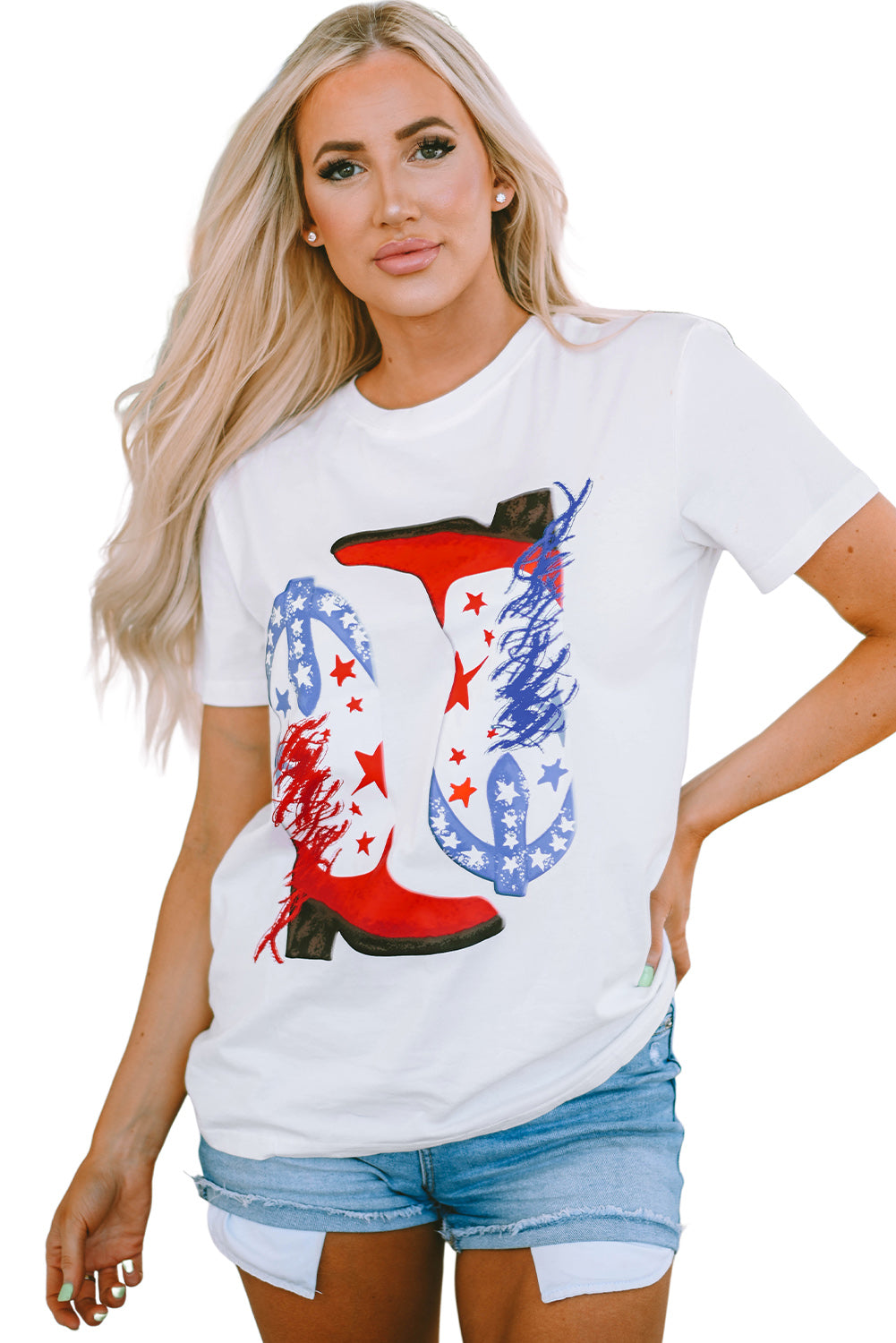 White American Flag Boots Graphic Tee