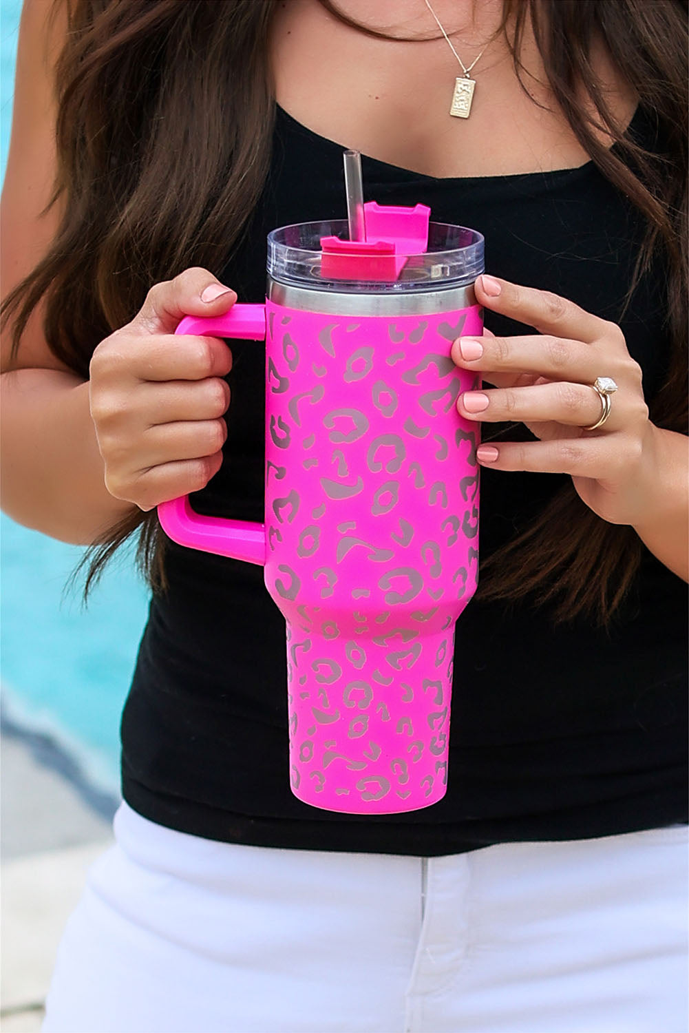 Rose Leopard Spotted 304 Stainless Double Insulated Cup 40oz