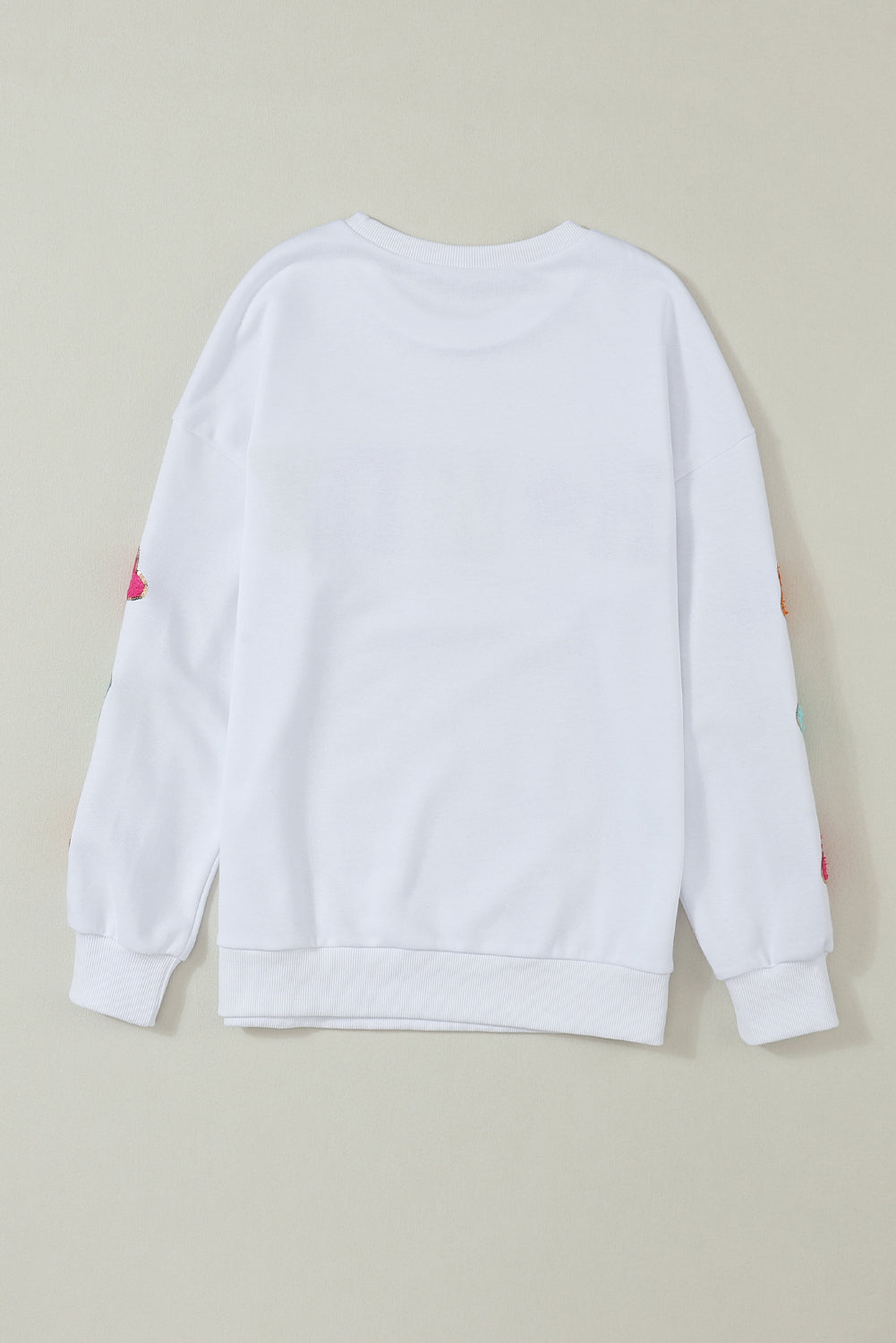 White Howdy Glitter Chenille Patch Graphic Casual Sweatshirt